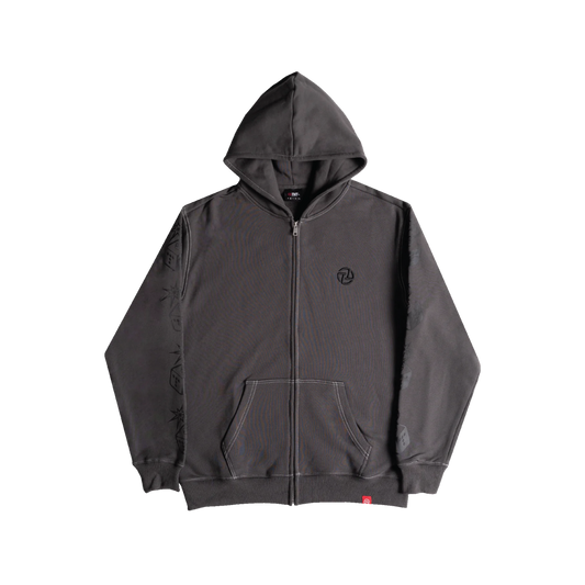 TNTCO | Zipped Contrast Hoodie Grey