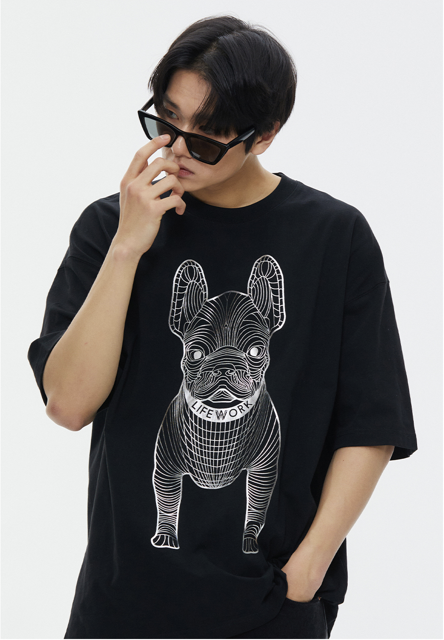 LifeWork | Gold Silver Dog S/S T-Shirt Black Silver