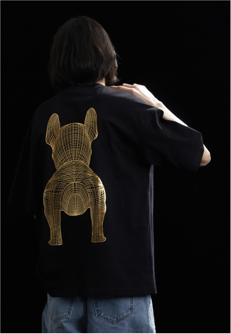 LifeWork | Gold Silver Dog S/S T-Shirt Black Gold