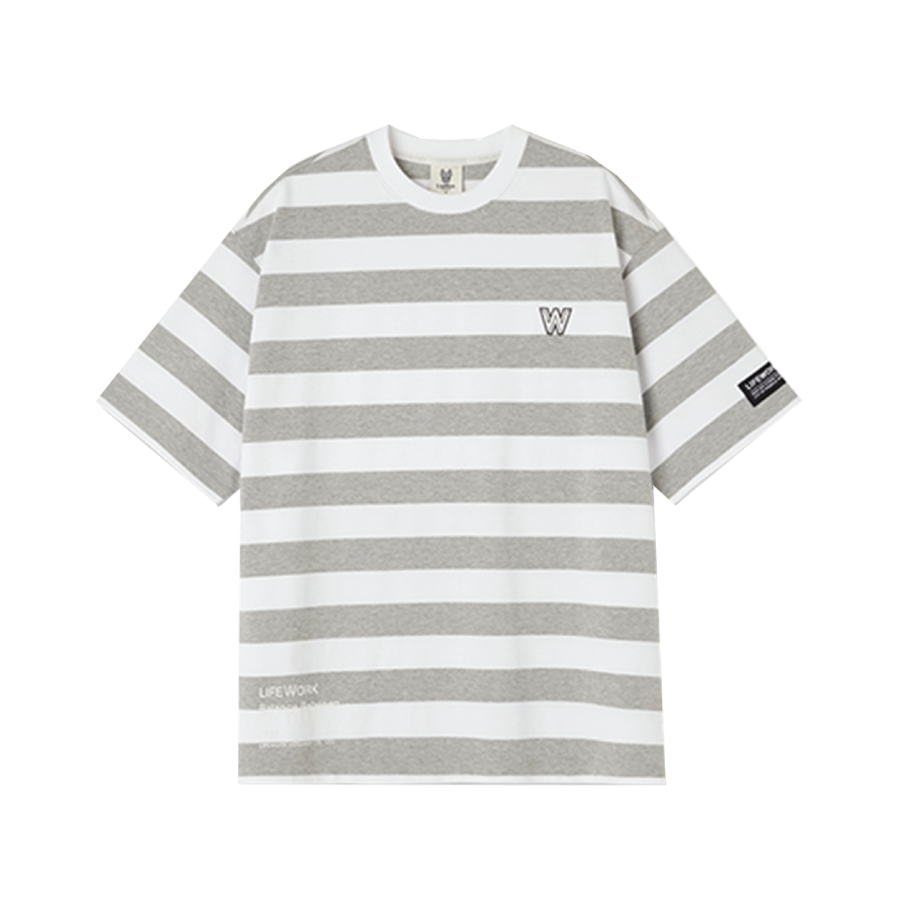 LifeWork | White Logo Stripe S/S T-Shirt Melange Grey