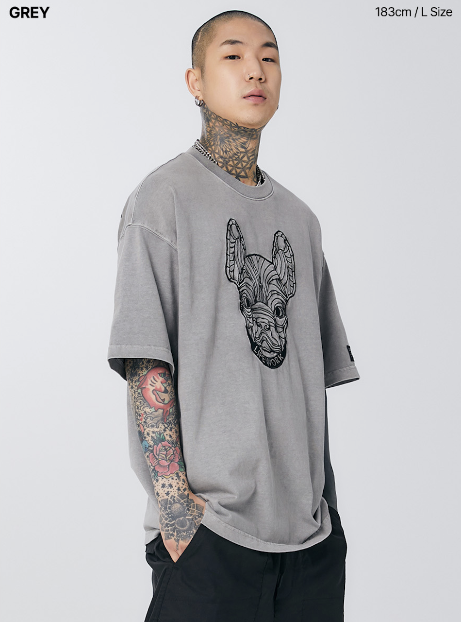 LifeWork | Pigment Embroidery S/S T-shirt Grey