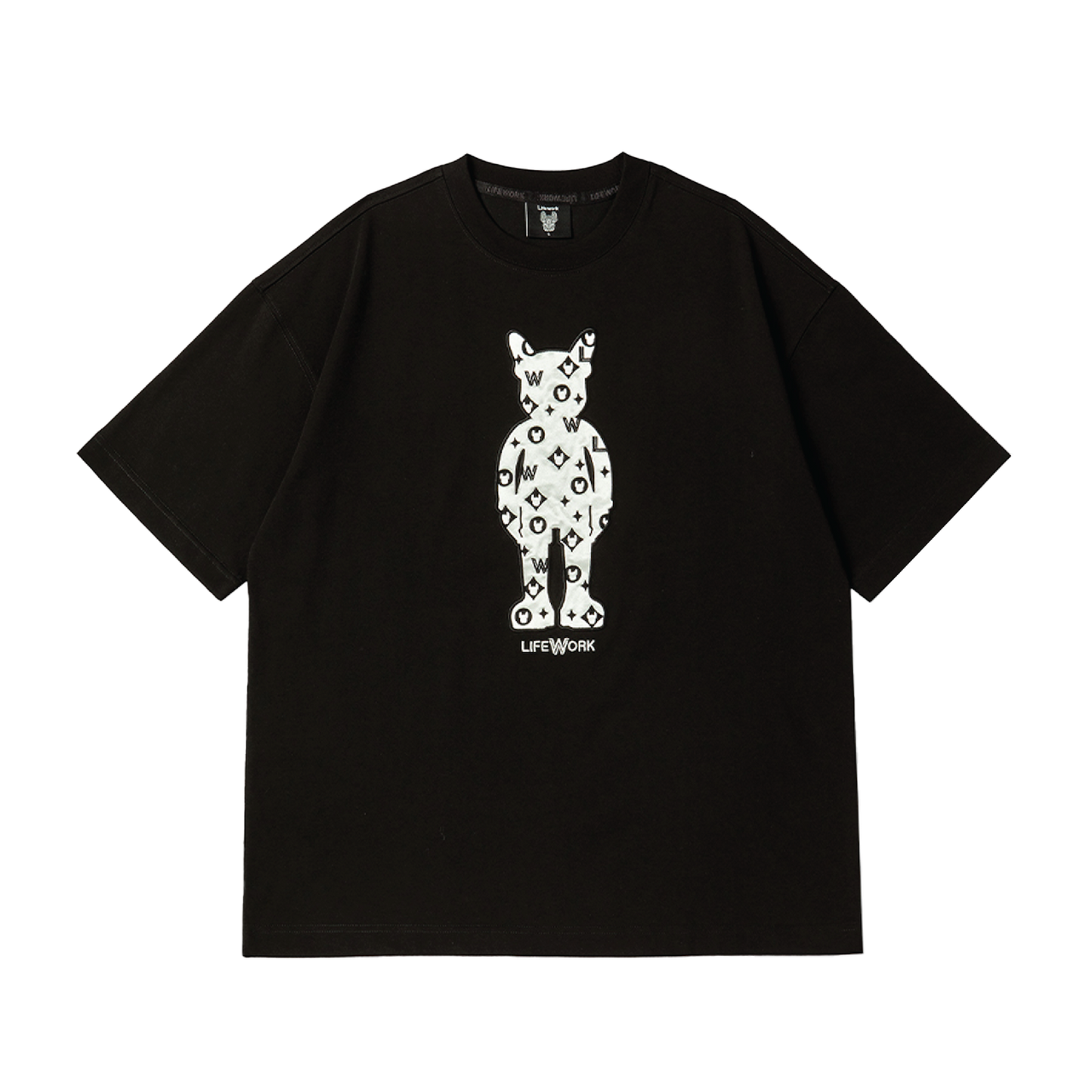 LifeWork | Embroidery Mono Figure S/S T-Shirt Black