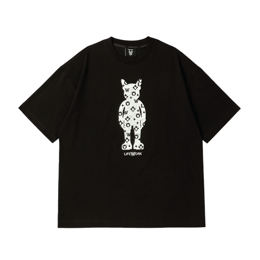 LifeWork | Embroidery Mono Figure S/S T-Shirt Black