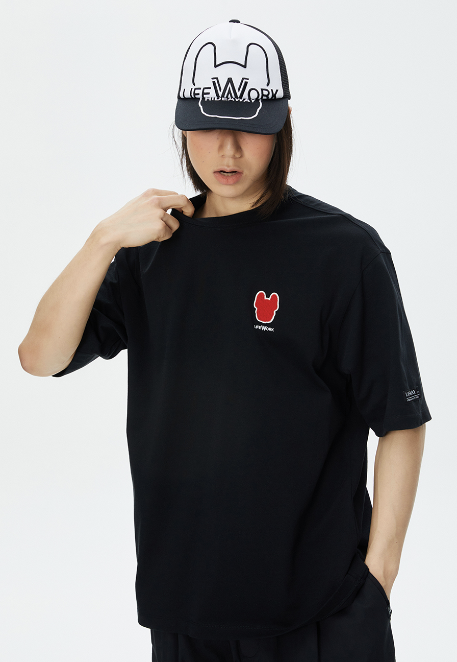 LifeWork | Small Dog Embroidery S/S T-Shirt Black