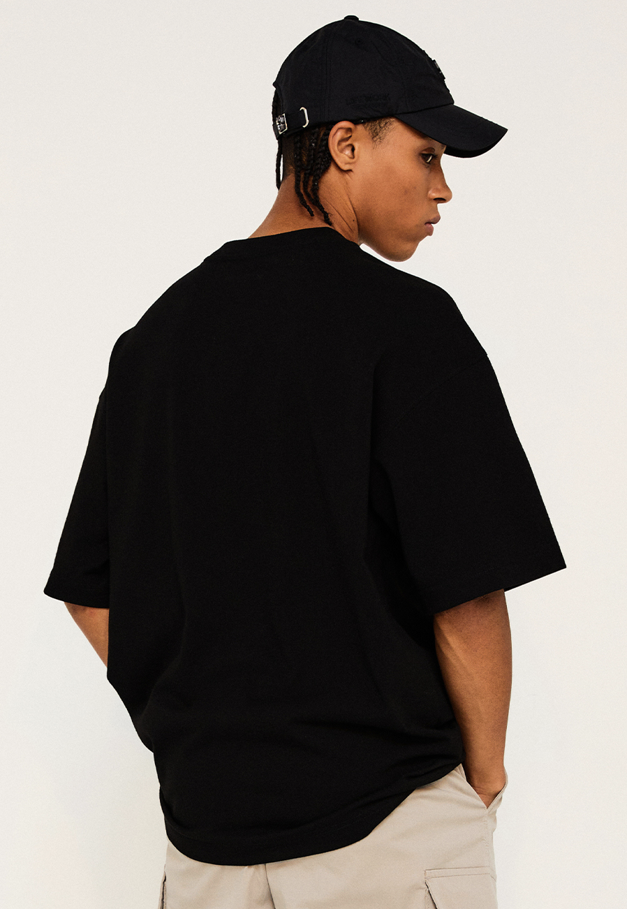 LifeWork | Embroidery Mono Figure S/S T-Shirt Black