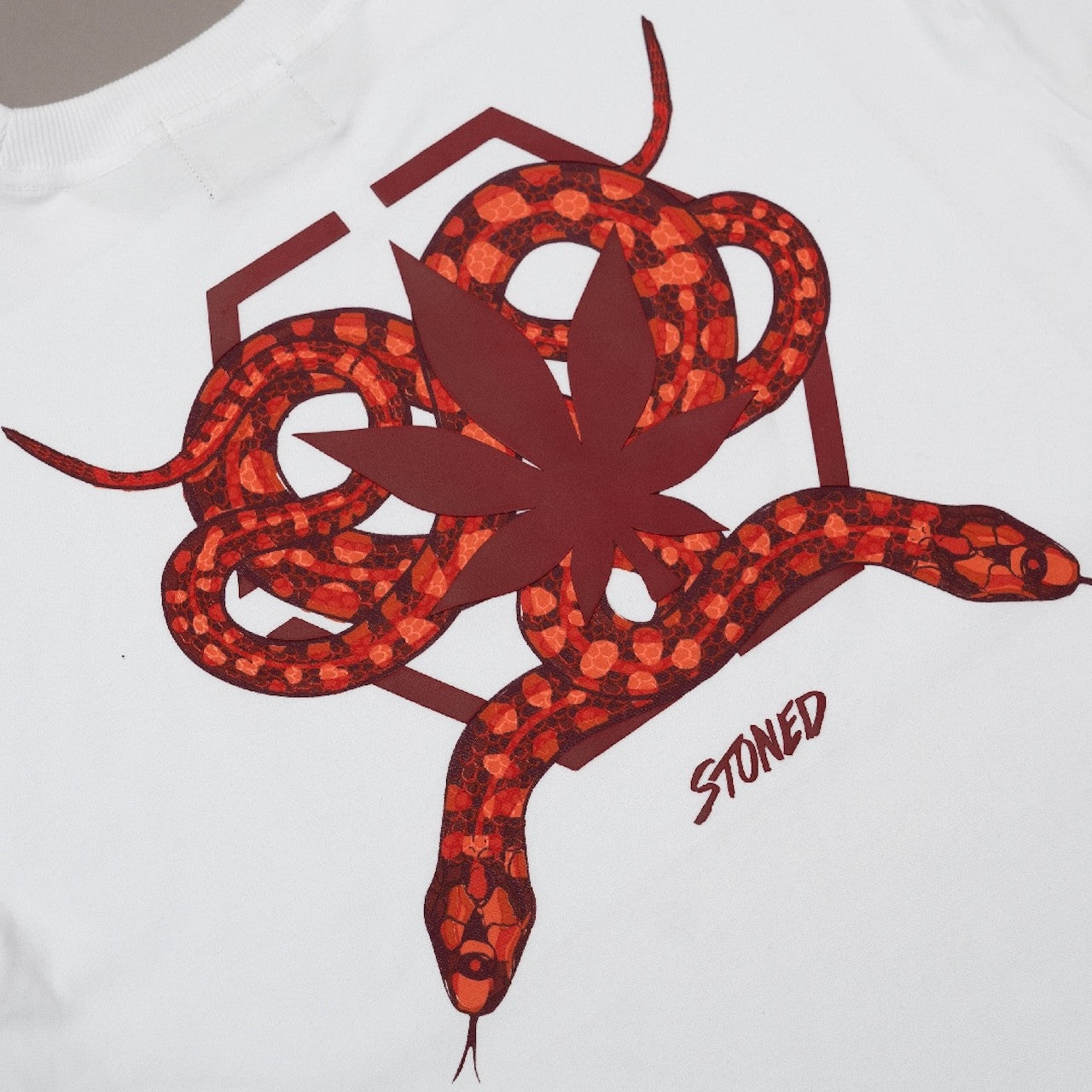 Stoned | Hexagon Snake Tee White