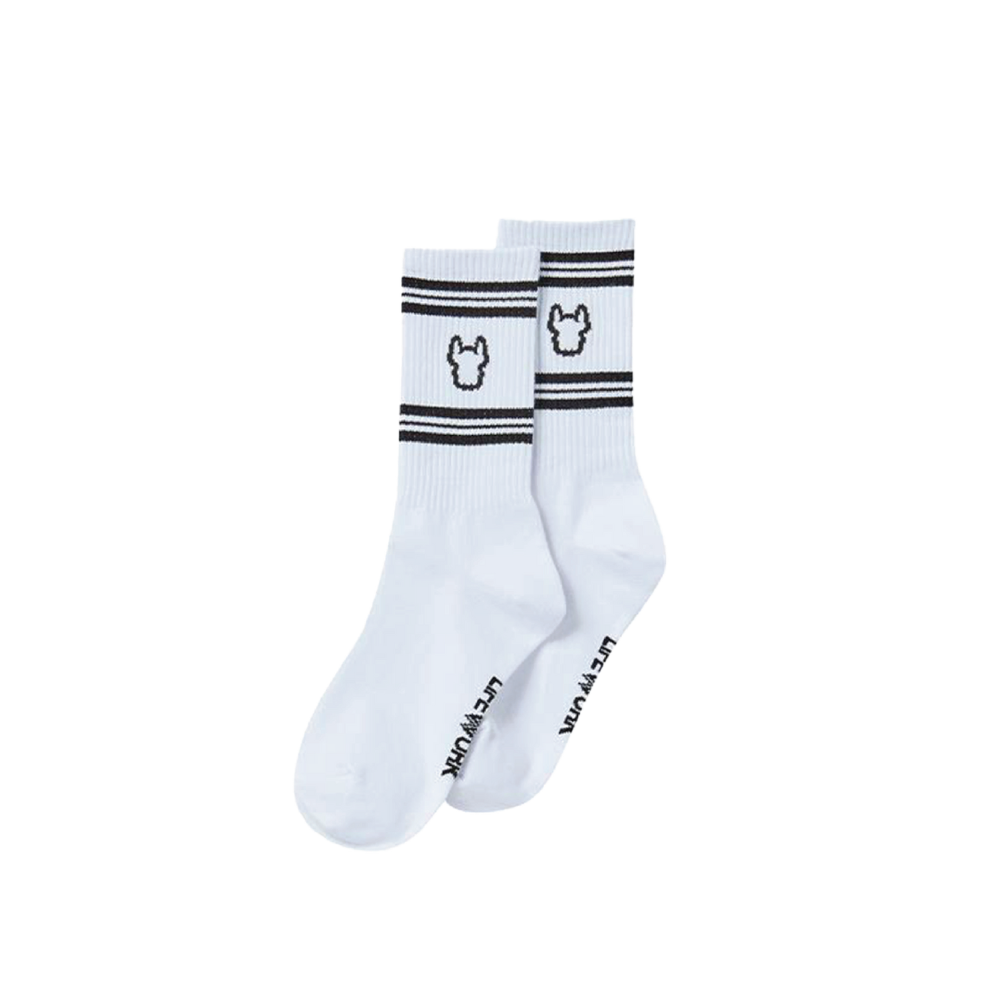 LifeWork | Striped Line Crew Socks White