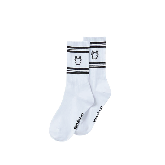 LifeWork | Striped Line Crew Socks White