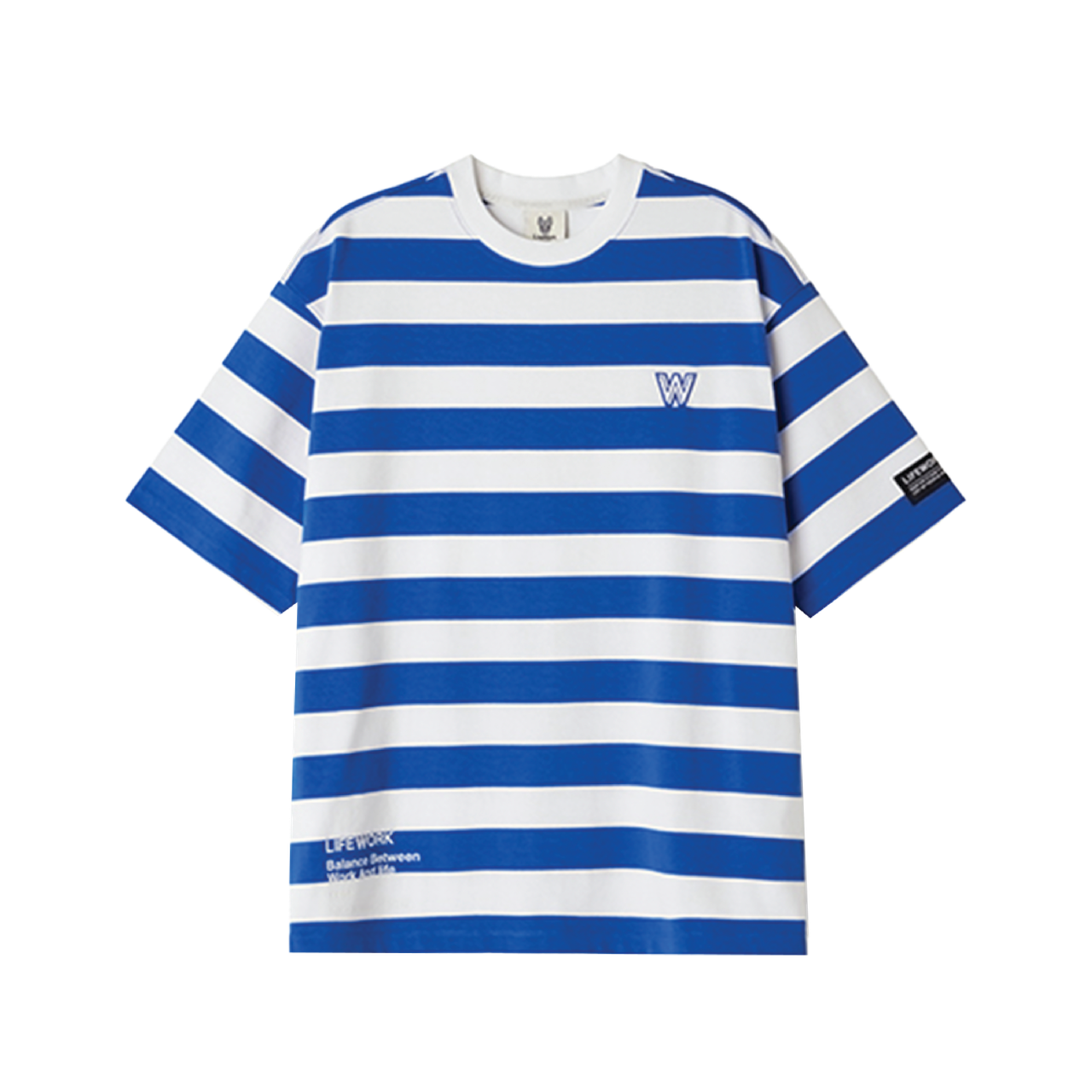 LifeWork | White Logo Stripe S/S T-Shirt Blue