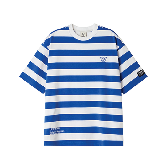 LifeWork | White Logo Stripe S/S T-Shirt Blue