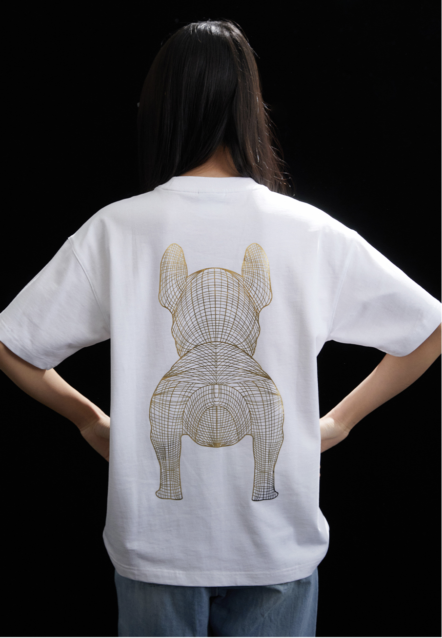 LifeWork | Gold Silver Dog S/S T-Shirt White Gold