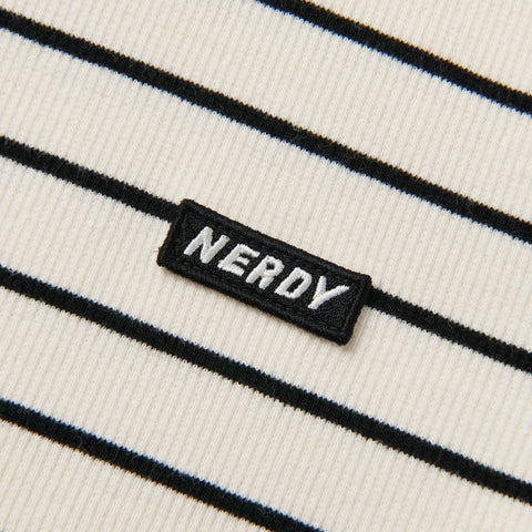 NERDY | Women's Striped Cropped T-shirt Cream