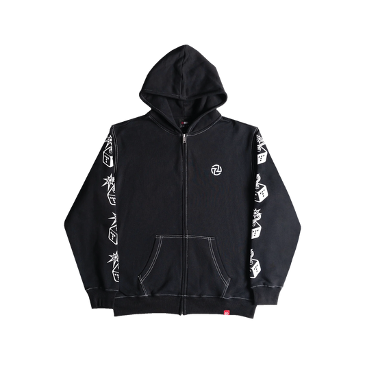 TNTCO | Zipped Contrast Hoodie Black