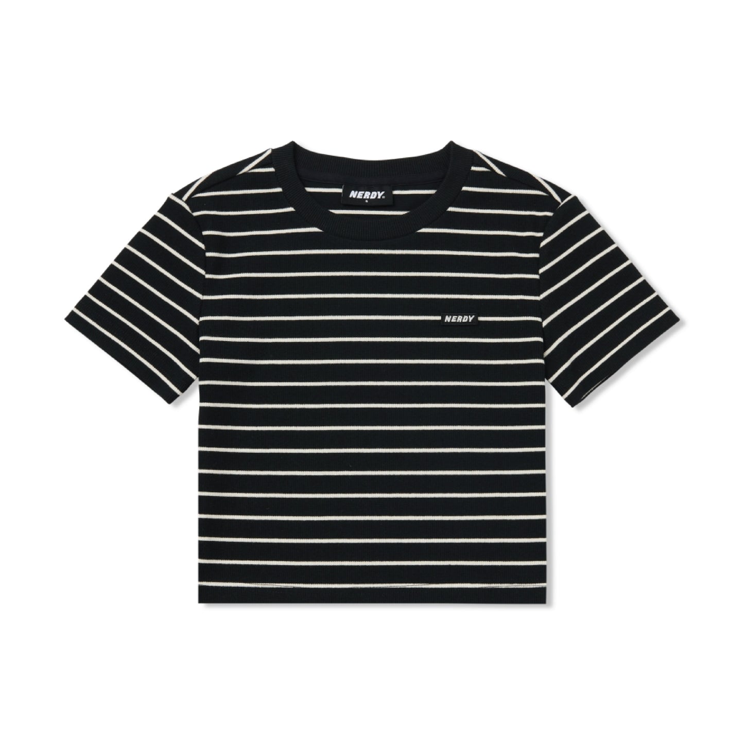 NERDY | Women's Striped Cropped T-shirt Black