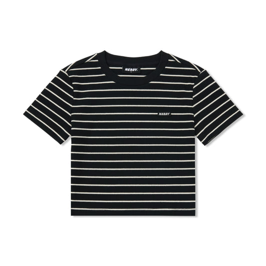 NERDY | Women's Striped Cropped T-shirt Black