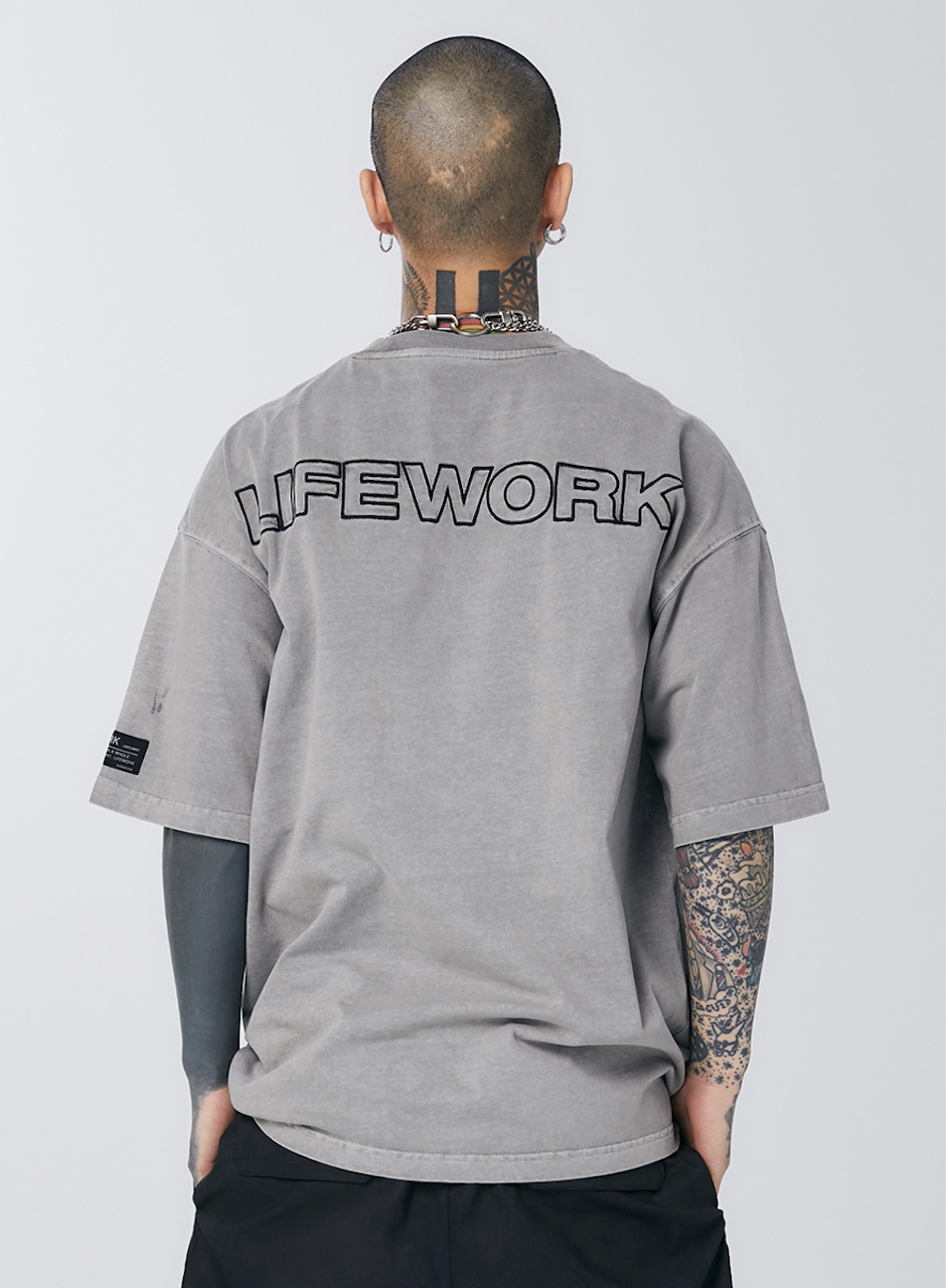 LifeWork | Pigment Embroidery S/S T-shirt Grey