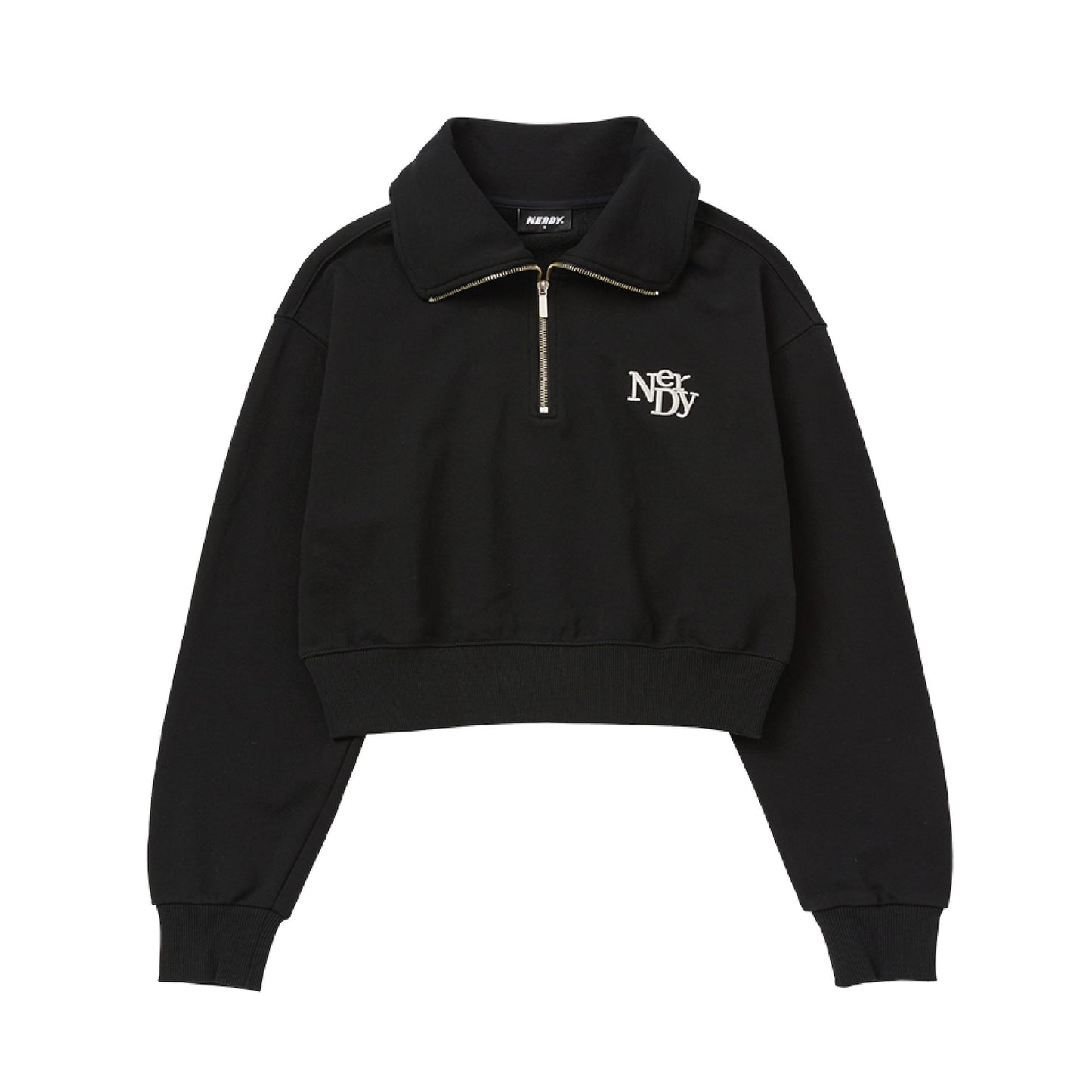 Nerdy | W'S Cropped Half Zip-Up Sweatshirt Black