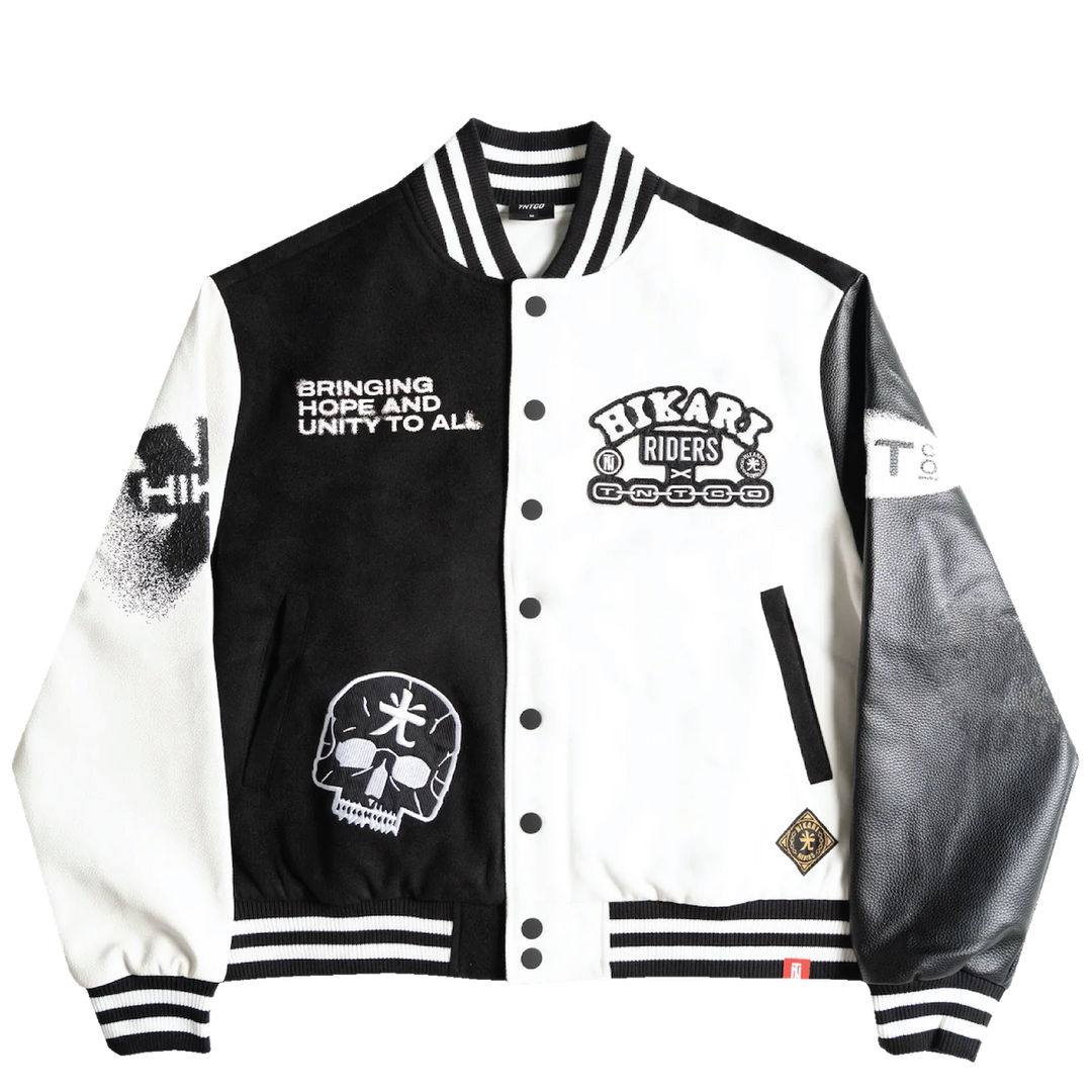 TNTCO x Hikari Riders | Unity Varsity Jacket Black/White – SWAGANZ