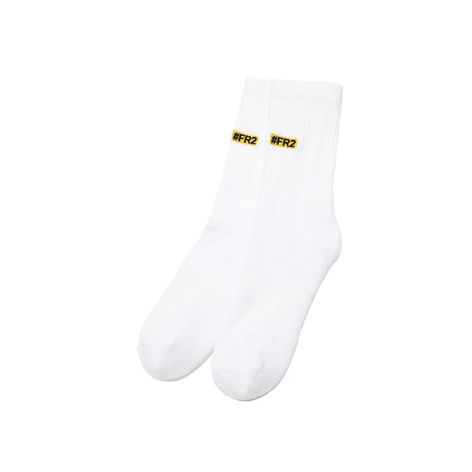 FR2 | Yellow Box Logo Socks White