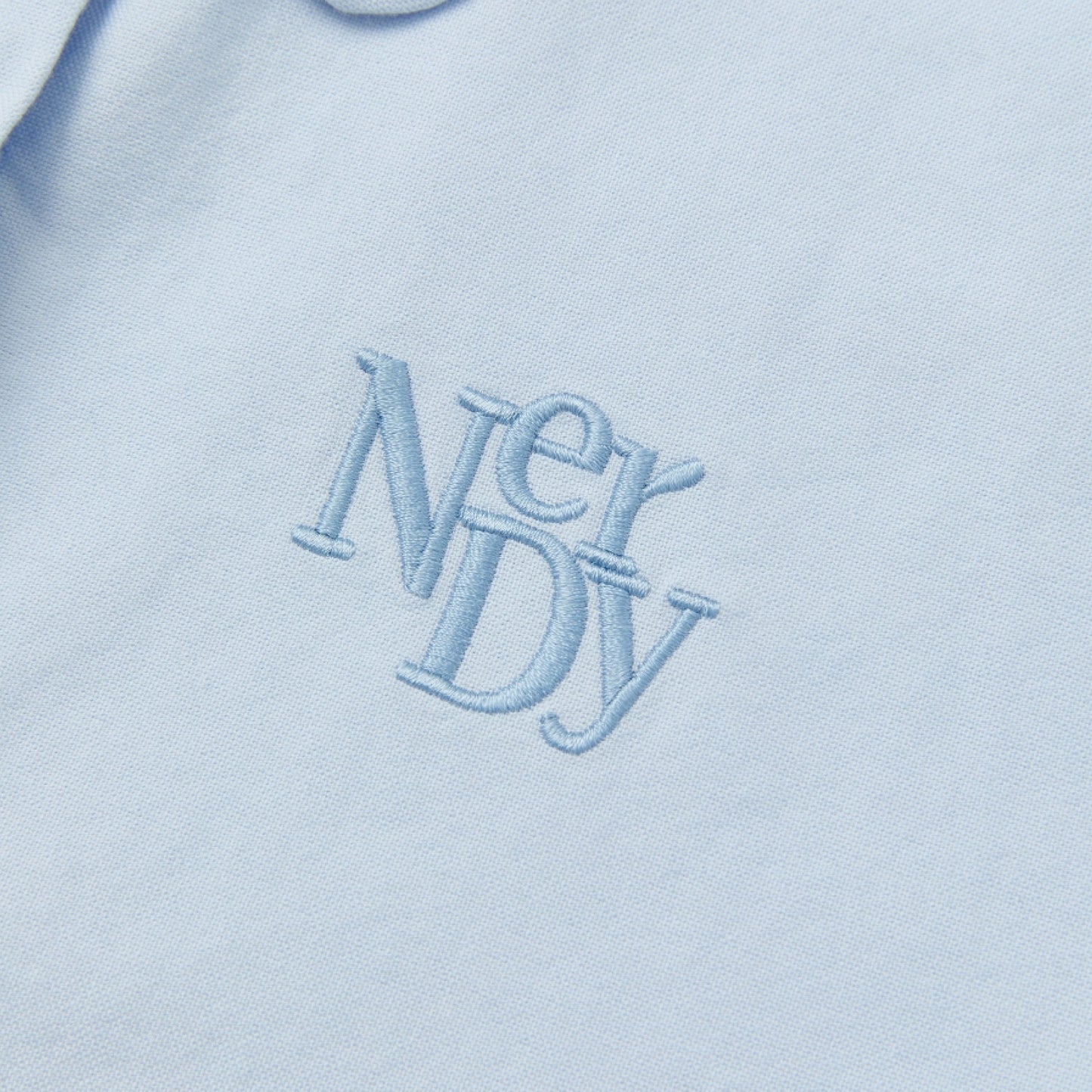 Nerdy |  Embroidery Logo Cropped Shirt Sky Blue