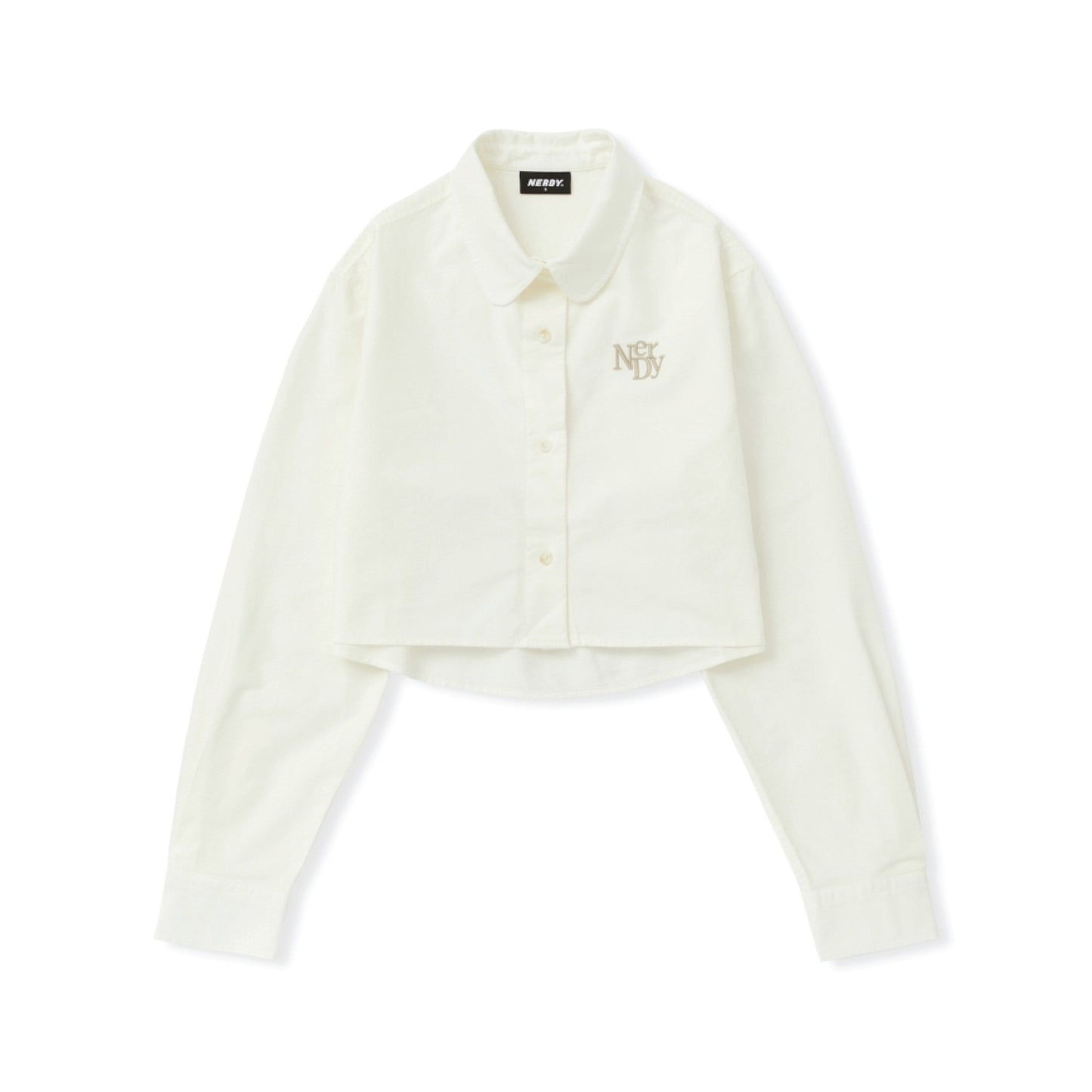 Nerdy |  Embroidery Logo Cropped Shirt Ivory