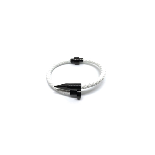 The Tack Leather Bracelet White